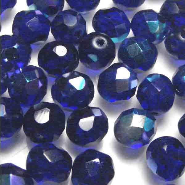 10MM Cobalt AB Fire Polish Ball