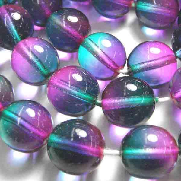 10MM  Fuchsia and Emerald Two Tone Round Druk Ball