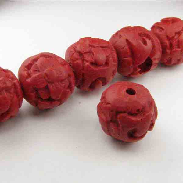 10MM Red Carved Cinnabar Ball