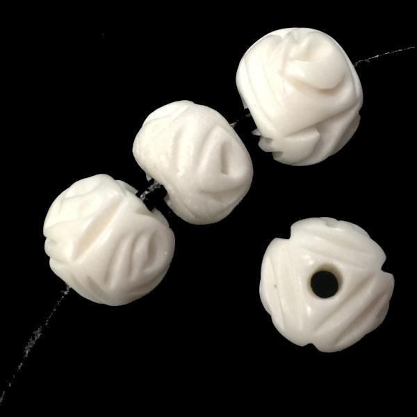 10x12MM Rose Carved Ball With 2.5MM Large Hole