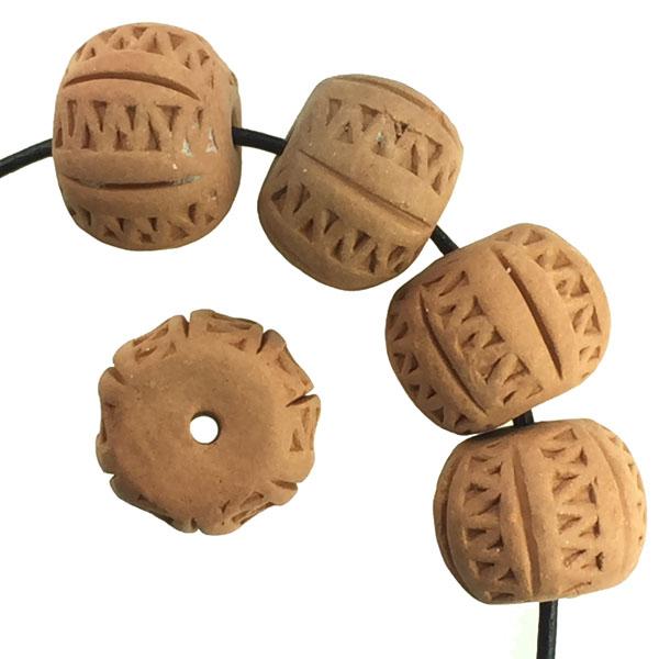 11x14MM Incised Terracotta Color Clay Ball