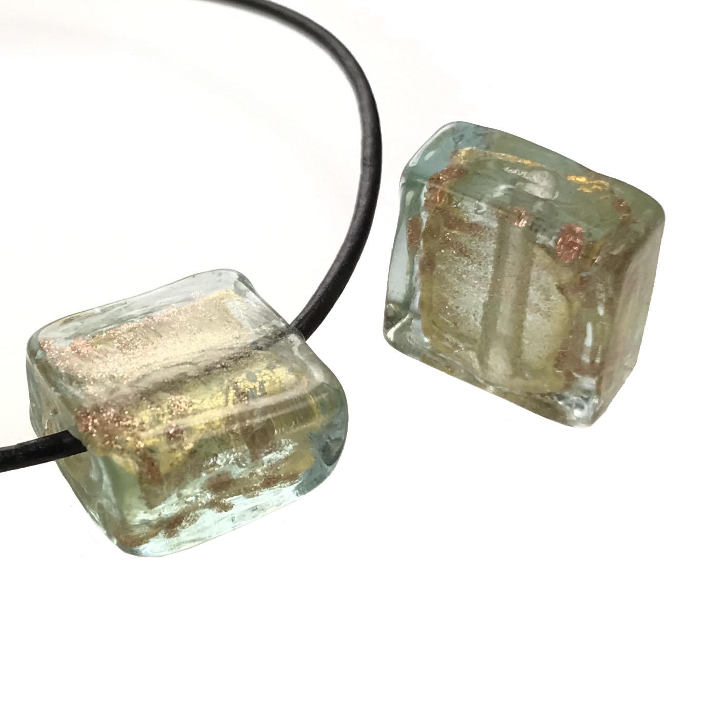 12MM Aqua with Gold Square