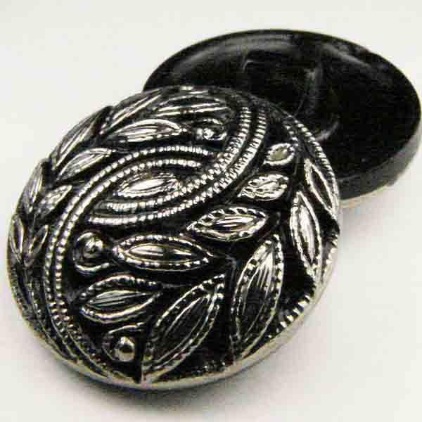 13MM Antique Silver Floral Glass Button