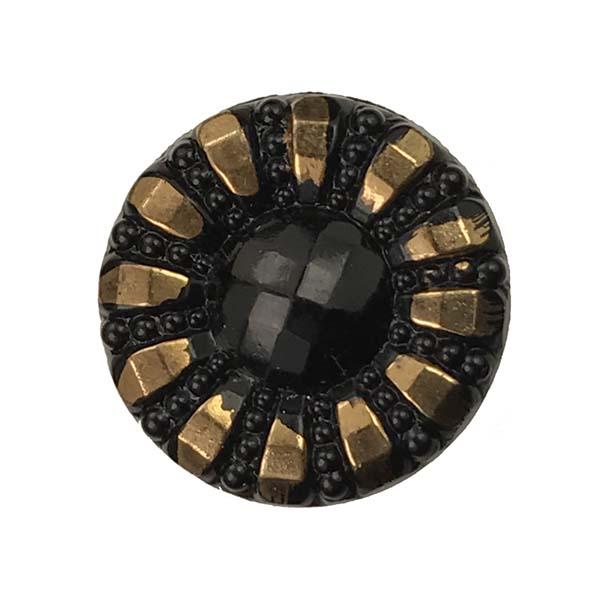 14MM Faceted Jet with Gold Daisy Detail