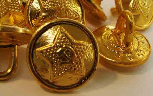14MM Gold Military Button