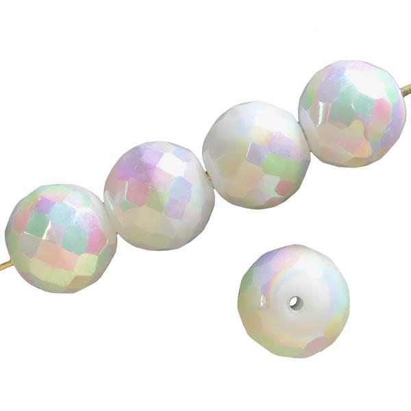14MM White AB Vintage Fire Polish Ball