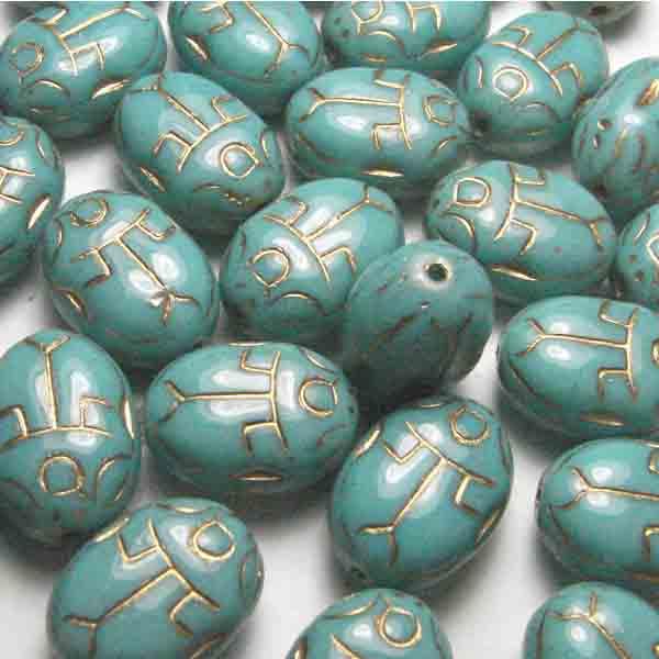 14X10MM Green Turquoise Scarab
