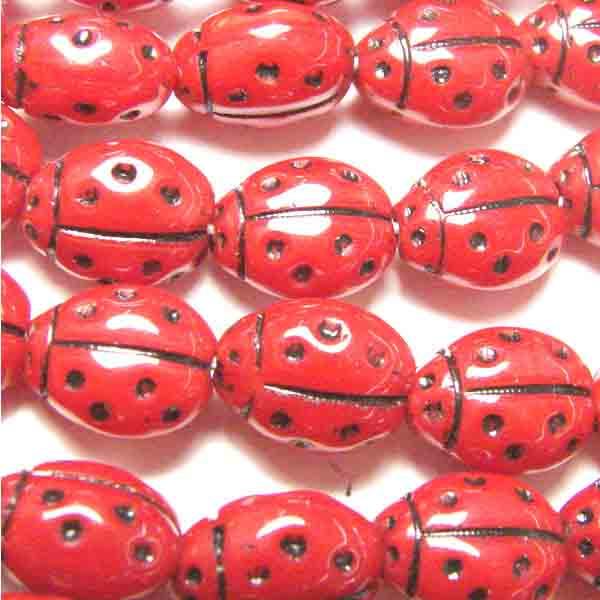 14X11MM Red With Black Ladybug