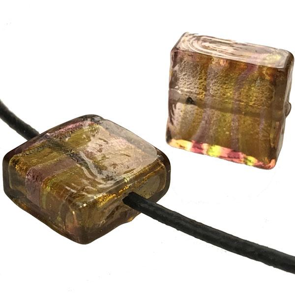 15MM Olivine, Topaz and Amethyst Foil Lined Square