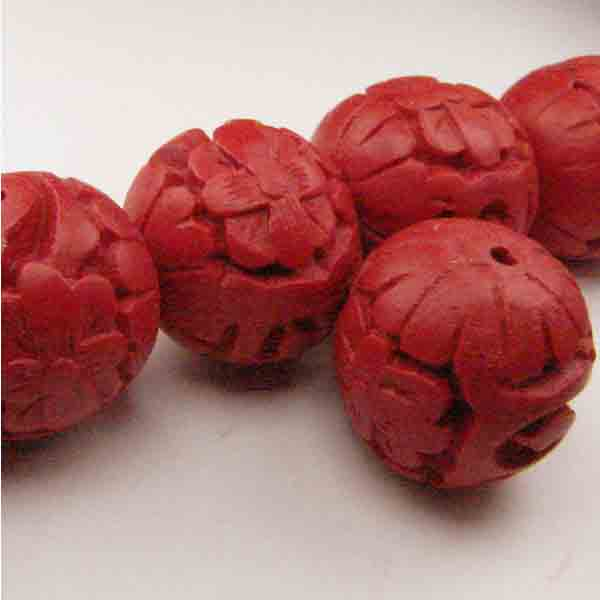 15MM Red Carved Cinnabar Ball