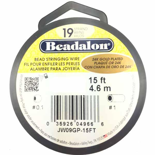 15 Ft .024 (48 lb. Test) 19 Strand Gold Plate Beading Wire