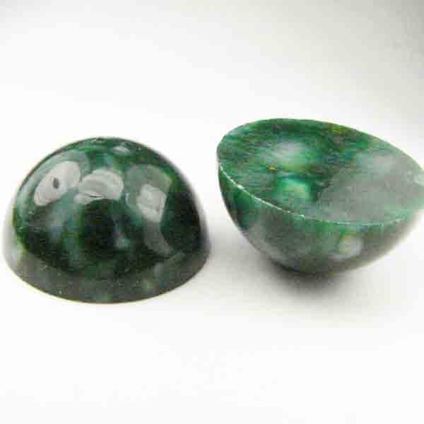 15mm Mottled Dark Green Plastic Cabochon