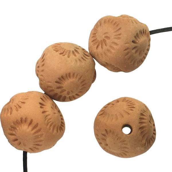 17MM Swirl Incised Terracotta Color Clay Ball