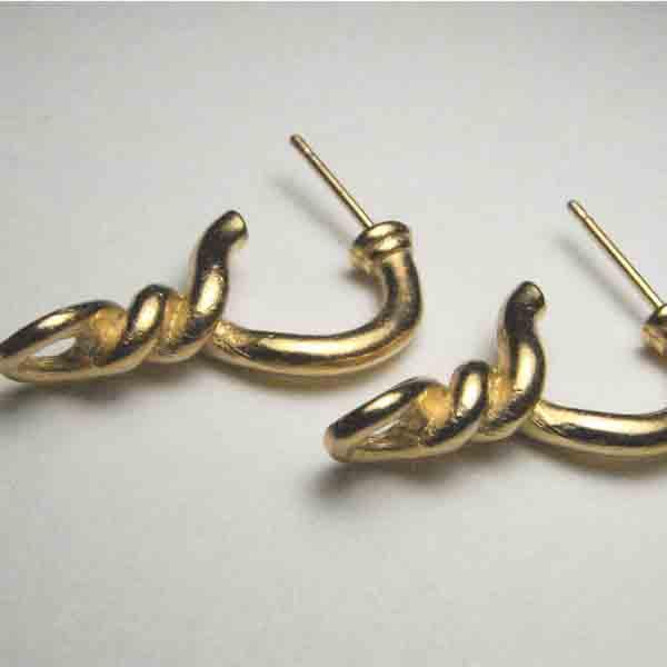 Satin Gold Plate 25MM Twisted Ear Dangle with Loop