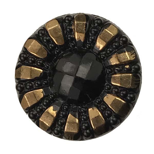 18MM Faceted Jet with Gold Daisy Detail