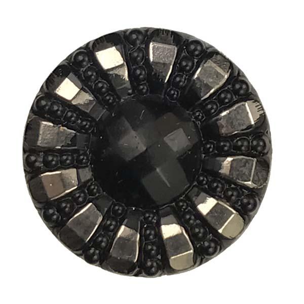 18MM Faceted Jet with Silver Daisy Detail