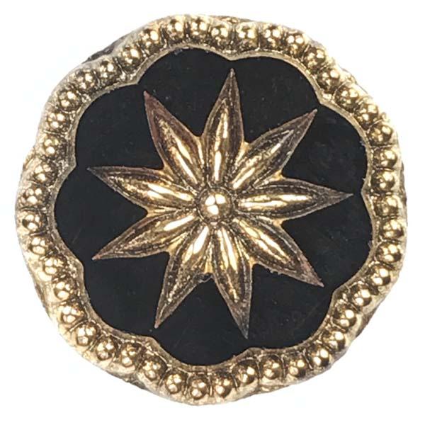 18MM Jet & Antique Gold Starburst