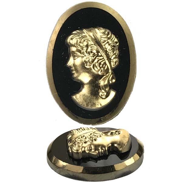 18X13MM Gold On Jet Cameo
