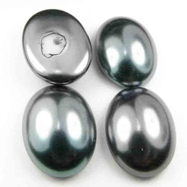 18X13MM Grey Iris Tahitian Pearl Half Drilled Cabochon Topper