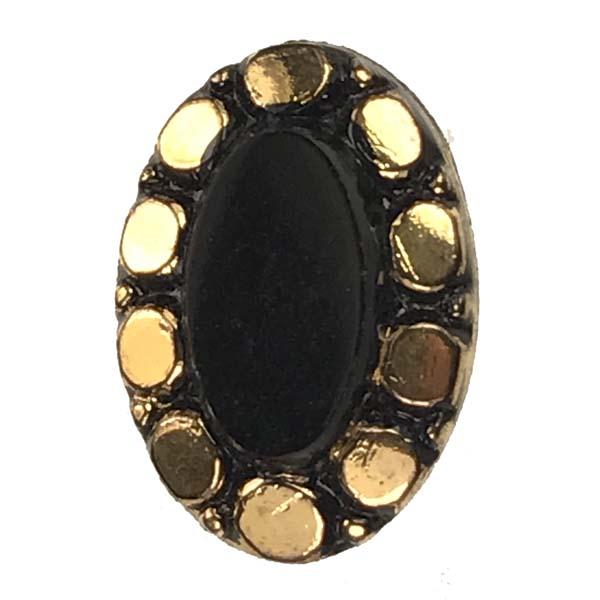 18X13MM Jet with Gold Circles