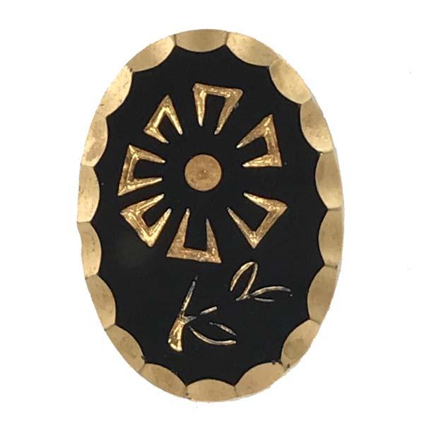 18X13MM Jet with Gold Flower