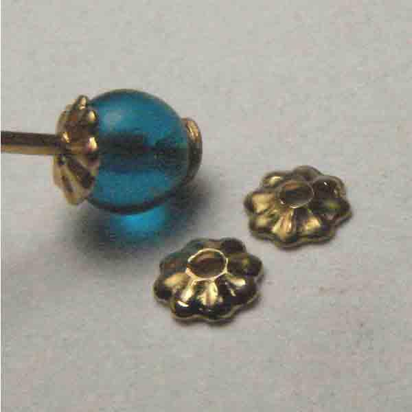 18k Plate Fluted Cap For 4MM Bead