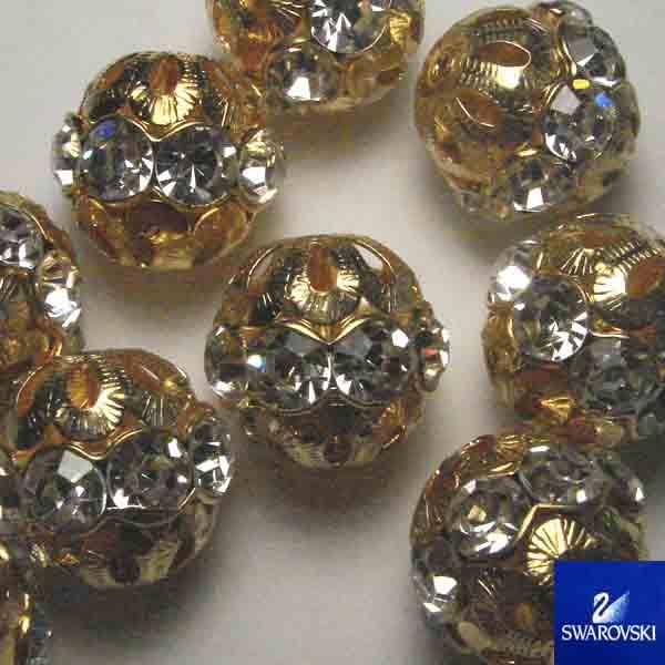 19MM Crystal With Gold Filigree Rhinestone Ball