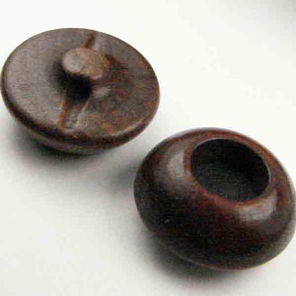 19MM Dark Brown Wood Button With Rhinestone