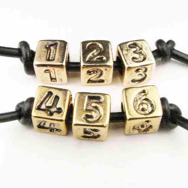1 Antique Gold Plastic Number Cube Bead