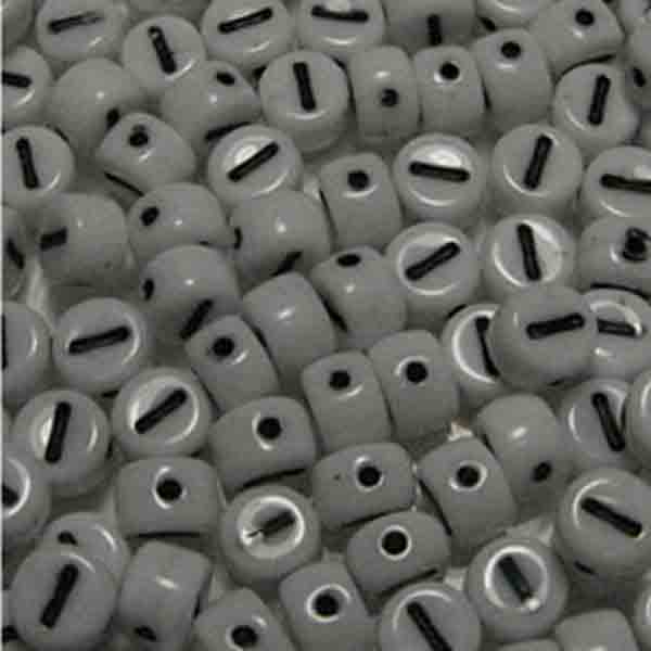 1 White With Black 6x4MM Number Bead