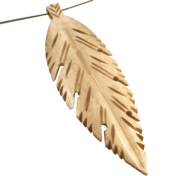 3.25 Inch Antique White Bone Feather
