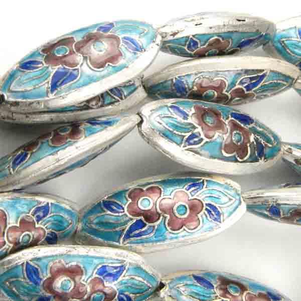 22X10 Oval Multi Color Enameled Floral Oval