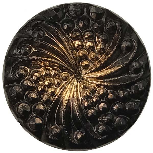 23MM Jet with Gold Marcasite Pattern