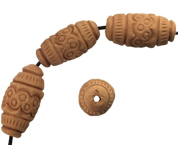 23x12MM Incised Terracotta Color Clay Oval