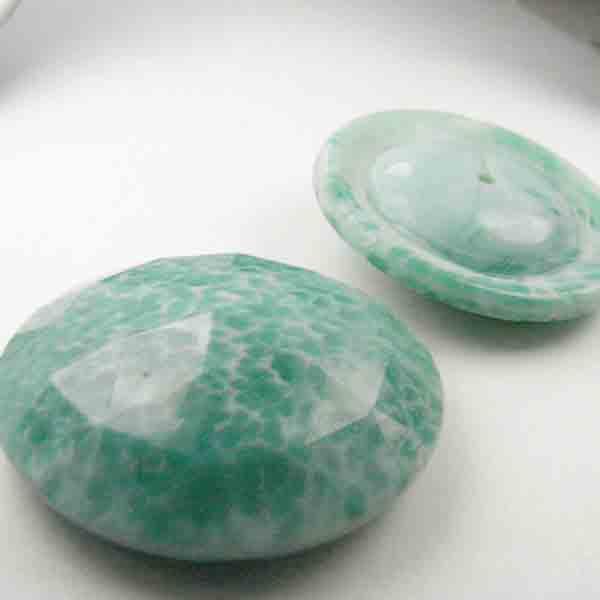 24MM Mottled Jade Green Half Drill Hatpin Topper
