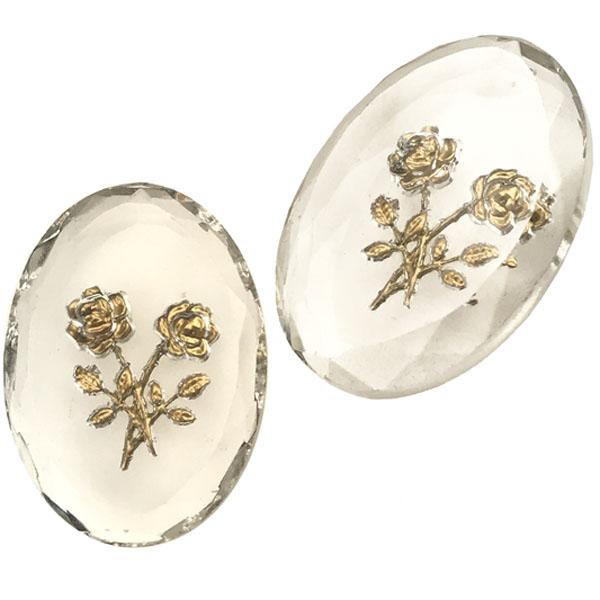 25X18MM Crystal with Gold Flowers