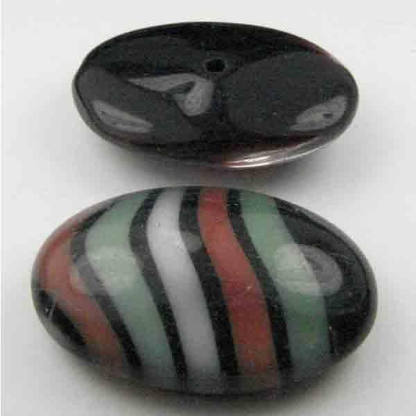 25X18MM Jet W/Multi Color Stripe