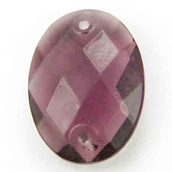 25X18 Amethyst Faceted Oval 2 Hole
