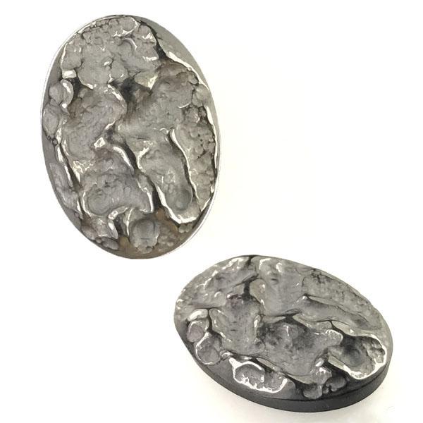 25X18 Gray Metallic Moonscape Cabochon