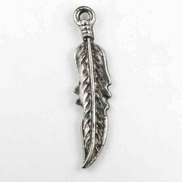 25X6MM Antique Silver Plate Feather