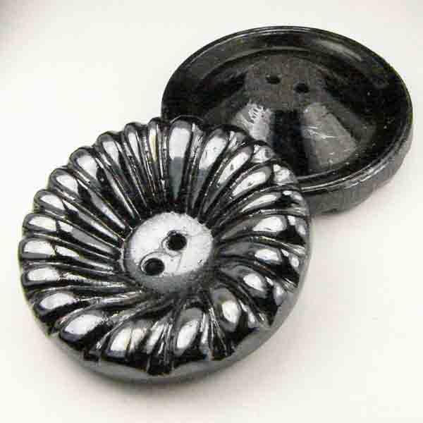 25mm Hematite Glass Button