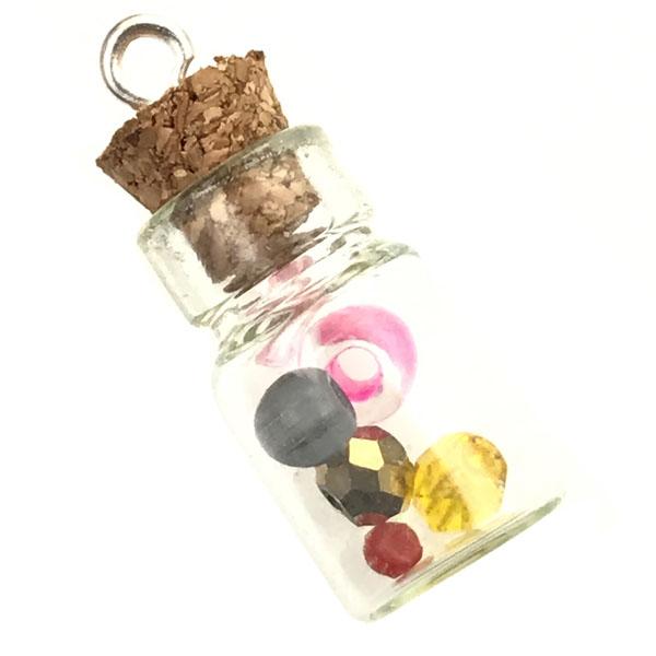 25x10MM Glass Bottle With Cork Top And Upeye Screw