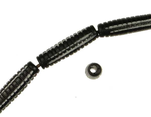 25x5MM Black Serrated Hairpipe With White Detail