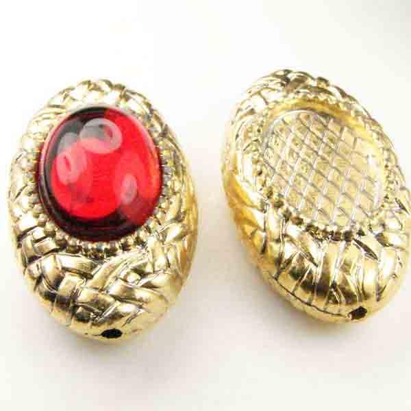 27X16MM Gold Textured Oval