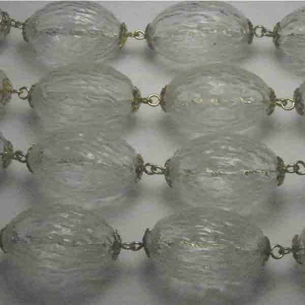 28X18MM Blown Vintage Rippled Crystal Oval Bead Chain