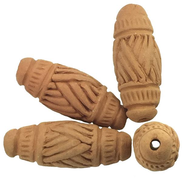 28x11MM Incised Terracotta Color Clay Oval