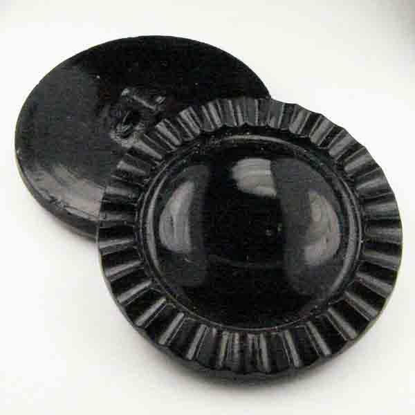 29mm Black Glass Button With Fan Edge