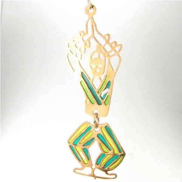 2 Part Dancing Figure 41X16MM Gold With Green