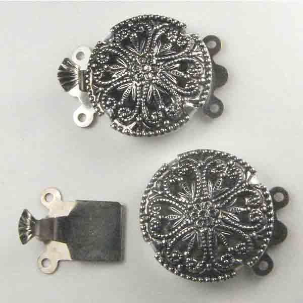 2 Strand Antique Silver Filigree 18MM Box Clasp