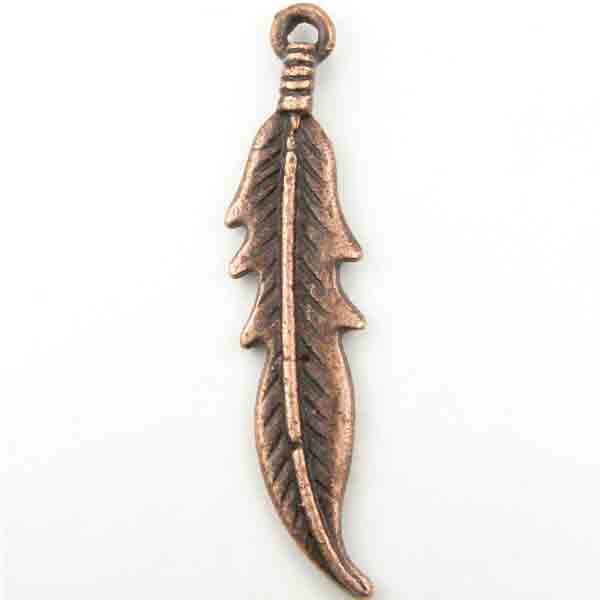 33X8MM Antique Copper Plate Feather